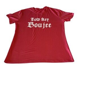 Womens‎ Red Short Sleeve Graphic Tee Top Low Key Boujee XL